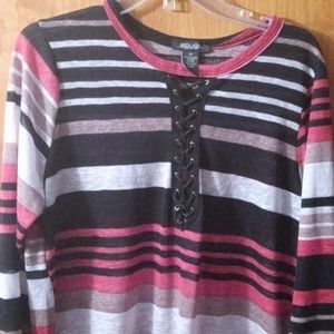 Light weight knit sweater with laced front